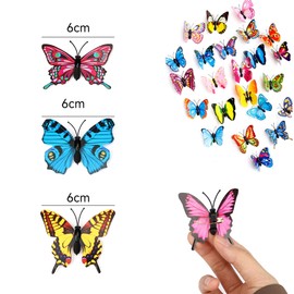ERBO Pack of 50 Colourful Butterflies Decoration with Safety Pins, PVC Butterfly Brooch for Children's Room Decoration, Curtains, Dining Table, Office (no glue, random butterfly)