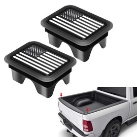 2Pcs Bed Rail Stake Pocket Covers Fit for Dodge RAM1500/2500 (2019-2021), American Flag Truck Hole Caps Plugs, Stake Hole Caps Plugs Rear Bed Accessories (Black)