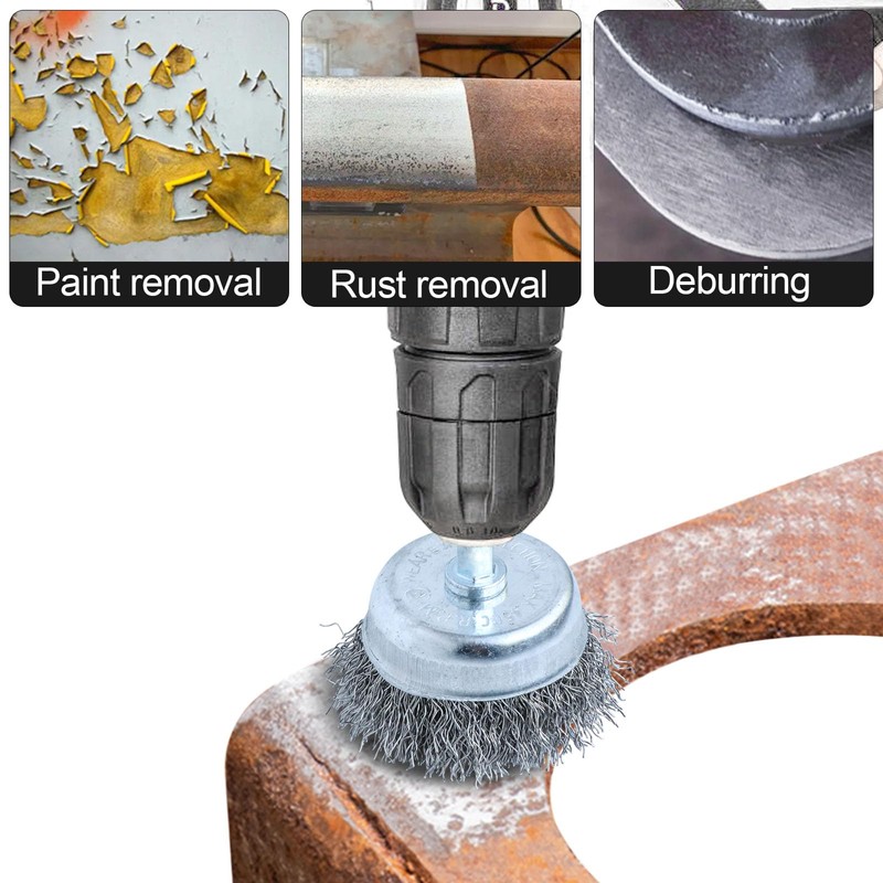 FPPO 7PCS Stainless Steel Wire Wheel Brush, Coarse Crimped Cup