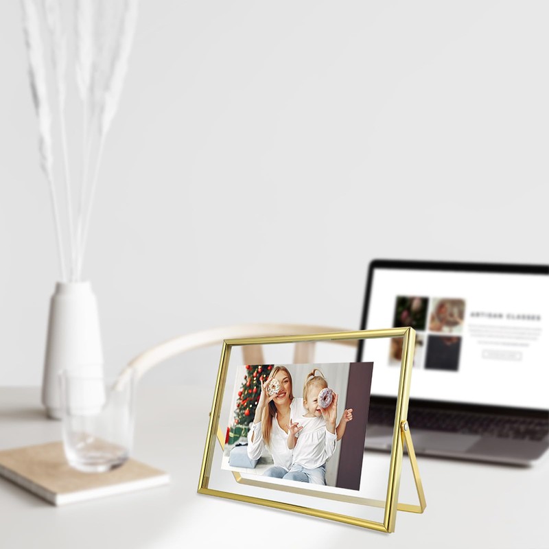 AhaGo Gold Floating Frame, 6"x8", Horizontal, 2 Set, For Picture