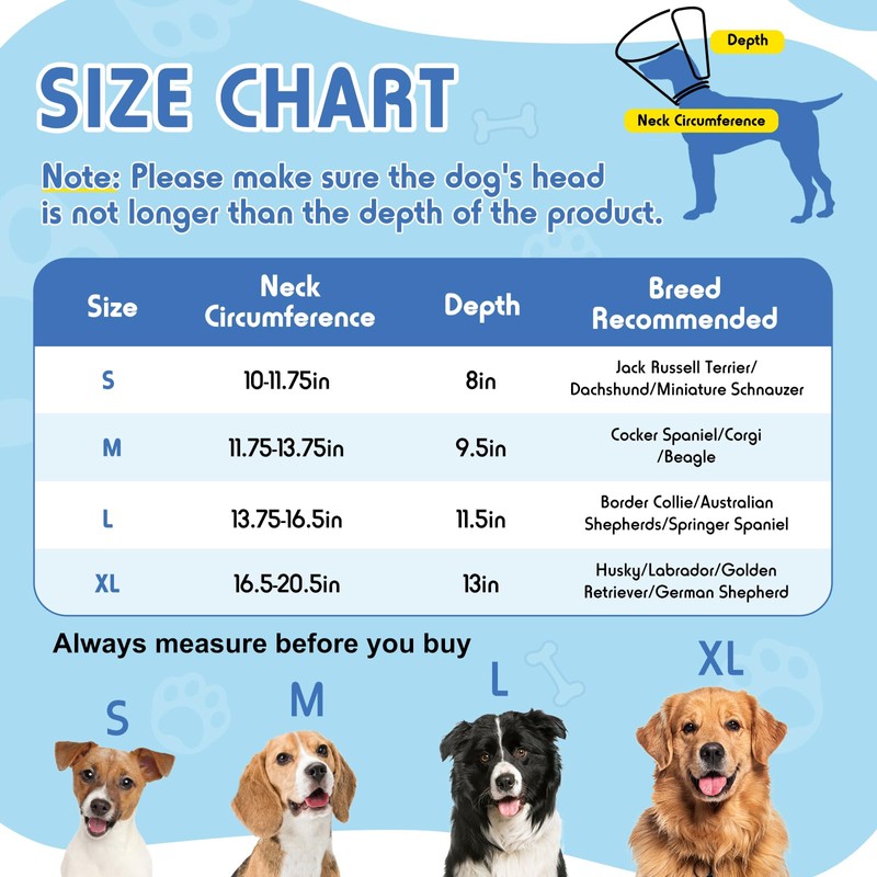 Didopet Didopet Dog Cone, Transparent Recovery Collar for Large Medium