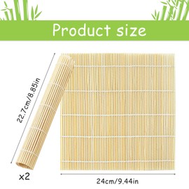 LIYANHU 2 PCS Sushi Mat, Bamboo Sushi Rolling Mat, Sushi Rolling Mat, Sushi Roller, DIY Sushi Roller Mold Maker Helper for Beginner, Rolling Mat
