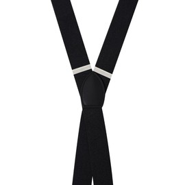 Black Suspender Braces Classic Elastic Mens Dress Suspenders w/Adjustable Straps - Luxury Clip On Suspenders for Men Black Regular