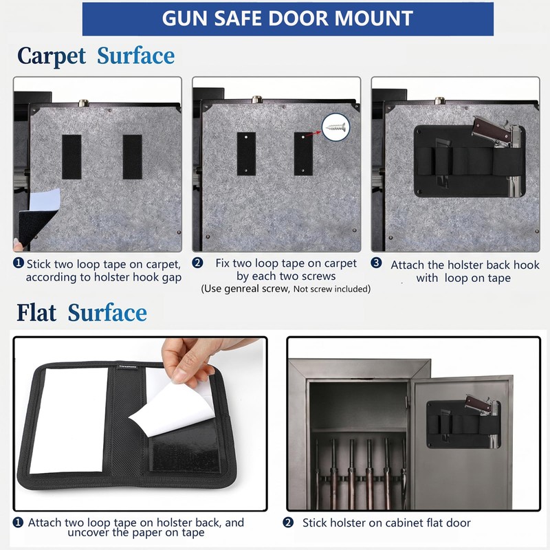 Threehome Upgraded Pistol & Magazine Pouch for Gun Safe Door