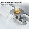 Bathroom Sink Faucet 3 Hole，Matte Black Waterfall Bathroom Faucet 4