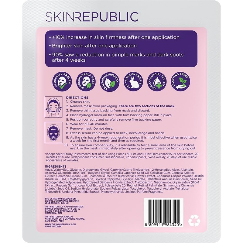 Skin Republic Retinol Hydrogel Face Mask Sheet Accessories