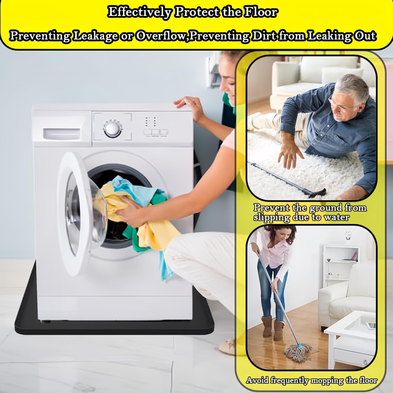 27×27inch Washer Drain Pan Silicone Mat, With Raised Edge Washing