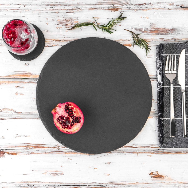 Argon Tableware Round Slate Coasters - 10cm - 6 Piece