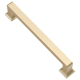 Alzassbg 10 Pack Brushed Gold Cabinet Pulls, 5 Inch(128mm) Hole Centers Cabinet Handles Square Kitchen Hardware for Cabinets AL3046BG