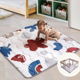 Baby Play Mat for Floor, 50x50 Bounce Shield Baby Play Mat for Playpen, Thick Padded Foam Mat for Babies, Toddlers & Infants, Foldable & Machine Washable Crawling Mat
