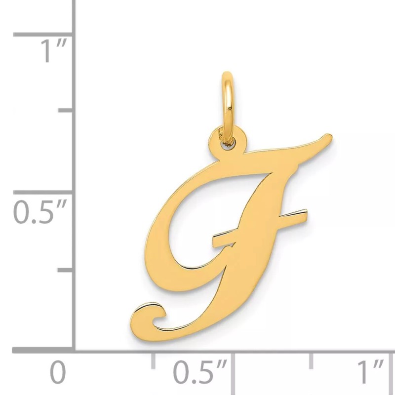 GlittersandGold 14K Medium Fancy Script Letter F Initial Charm Bracelet