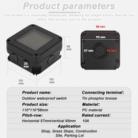 SPORWAY Surface-Mounted Switch, Waterproof, Wet Room Switch, Surface-Mounted, IP66 Waterproof Surface-Mounted Switch, Interchangeable Switch Panels, Light Switch for Outdoor, Garden, Workshop (Single
