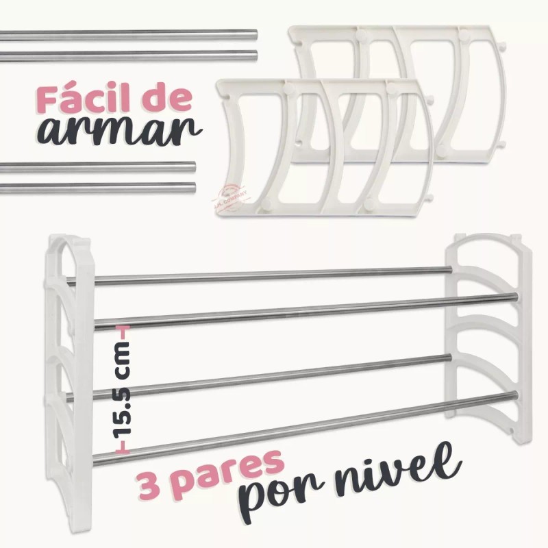J.H. Company Zapatera Organizador Armable 18 Pares Decoracion Hogar 9919