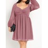 SCOMCHIC Women's Plus Size Puff Long Sleeve Dresses Sweetheart Neckline