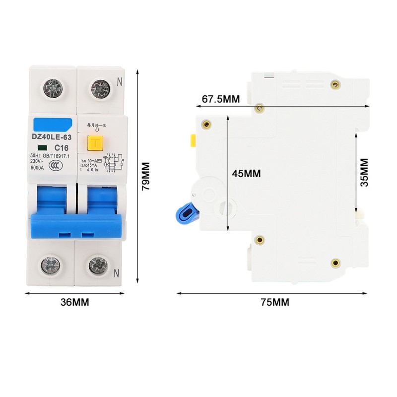 Miniature Circuit Breaker 1P Plus N Rail Mounting Double Handle