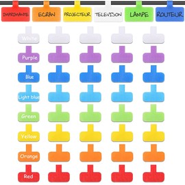 Pack of 40 Cable Labels, Cable Labels for Labelling, Cable Labels, Reusable, for Cables, Wire Management and Identification (8 Colours)