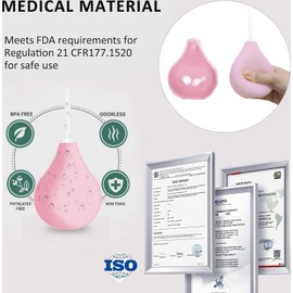 Enema for Intestinal Cleansing, 224 ml, Butt Shower Irrigator, Intimate Shower for Shower and Vaginal Shower for Men and Women with 3 x Removable, Comfortable, Slim Shower Head Nozzles (Pink)