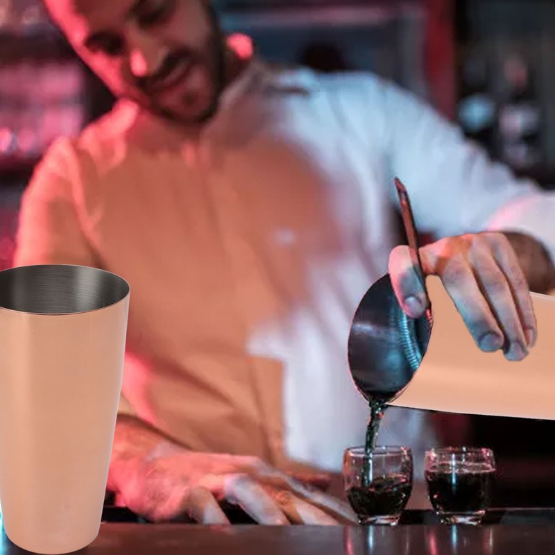 Boston Cocktail Shaker Stainless Steel Rose Gold Glossy Surfaces Leakproof