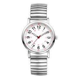 腕時計 ユニセックス アナログ ステンレスベルト 防水: 読みやすい 24時間 弾性バンド クォーツ 腕時計 シルバー ゴールド ファッションアクセサリー - バレンタインデー クリスマス プレゼント