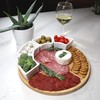 JS Gourmet Bamboo Cheese Board with 4 Ceramic Bowls, Round