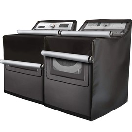 2 Pack - Outdoor Washer and Dryer Covers for the Top - Waterproof Dustproof Washing Machine Cover with Zipper - Fits Top and Front Load Machines Washer Dryer Cover, Cover Lavadora (2 Pack - Black)