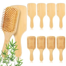 10 cepillos de bambú para el crecimiento del cabello, cepillo de paleta de madera natural, masaje del cuero cabelludo, cerdas de bambú, cepillo de mad