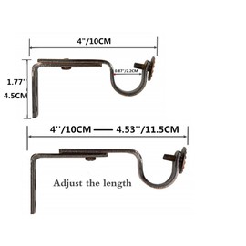 Alikeke - Set of 4 Adjustable Curtain Pole Wall Brackets Made of High Quality Steel Red Bronze