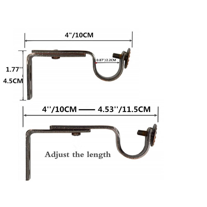 Alikeke - Set of 4 Adjustable Curtain Pole Wall Brackets