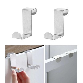 HnF shop 2ct Stainless Steel Cabinet Hanging Hook Minimalist Punch-Free Hanging Kitchen Storage Cabinet Door Holder