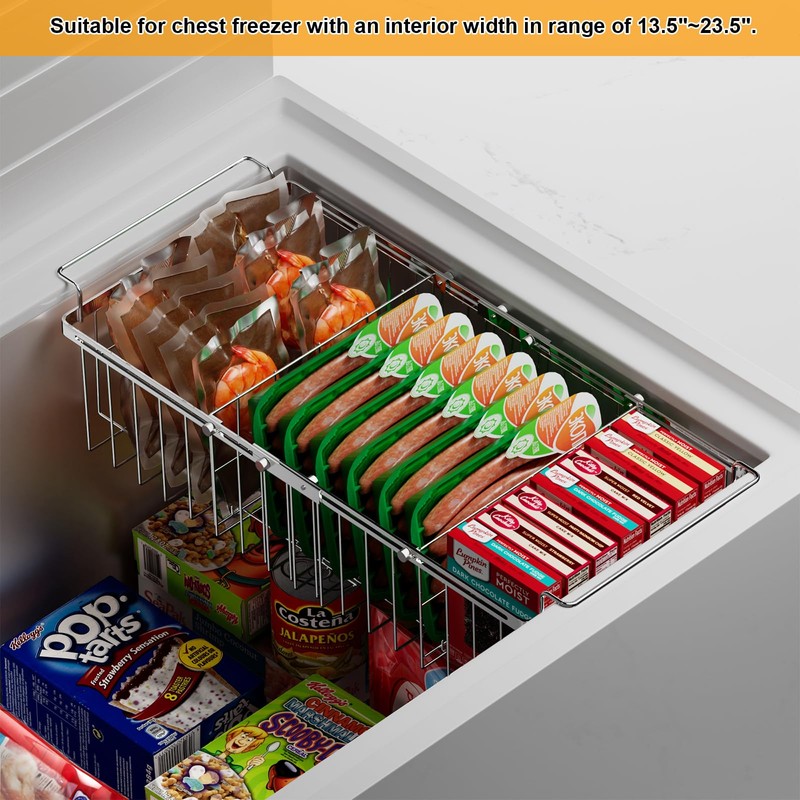 Orgneas Expandable Chest Freezer Organizer Bins Large Deep Freezer Basket