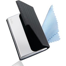 Roffal Business Card Holder, Men's, Women's, 21 Colors to Choose from, Does Not Break Business Cards with Genuine Accessories, b. carbon black