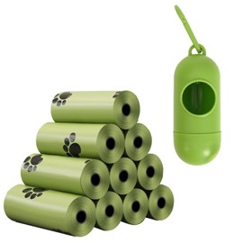 Biologisch abbaubare Hundekottbeutel mit tragbarem Spender Hundebeutel mit Duft – 10 Rollen (150 Beutel) 30 x 22 cm– Kompostierbar, Reißfest – Grün & Rosa