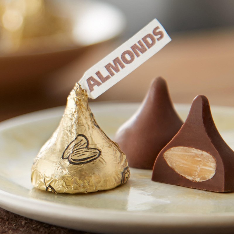 HERSHEY'S KISSES Milk Chocolate with Almonds Candy Bulk Bag, 60
