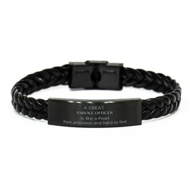 LANKEST Braided Leather Bracelet Parole Officer Rare Pearl Inspirational Gifts for Christmas