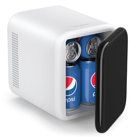 CROWNFUL Mini Fridge, 4 Liter/6 Cans Portable Skincare Fridge, AC/12V DC Cooler and Warmer Personal Refrigerator for Bedroom, Car, Dorm, Office, Food, ETL Listed Black