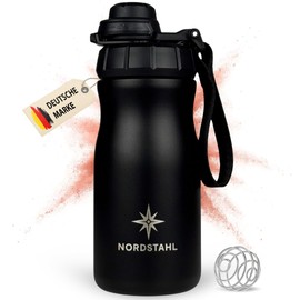 NORDSTAHL Shaker termico | 300 ml fino a 400 ml | shaker per proteine piccolo | shaker per proteine in acciaio inox con sfera | senza BPA & antigoccia | fino a 24 ore di frullati freddi (nero notturno