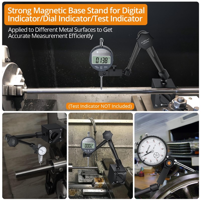 Neoteck Magnetic Base Stand for Digital Dial Indicator Gauge Pro-176lbs/80kg