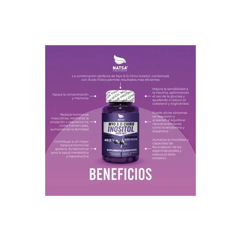 Myo & D-chiro Inositol 40:1, 100 Cápsulas, Ultra Concentrado, Combinación