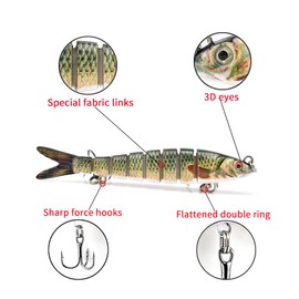 ods lure Fishing Bait for Bass 8 Segment Multi Swimbaits Slow Sinking Lure Kit with Fishing Hooks