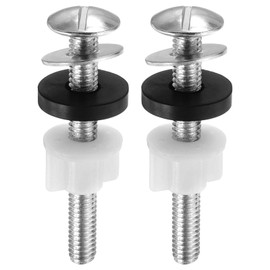 uxcell 2Pcs Universal Toilet Seat Screws, Stainless Steel Heavy Duty Toilet Seat Bolts with Plastic Nuts and Metal Washers for Toilet Cover Maintenance and Fixing