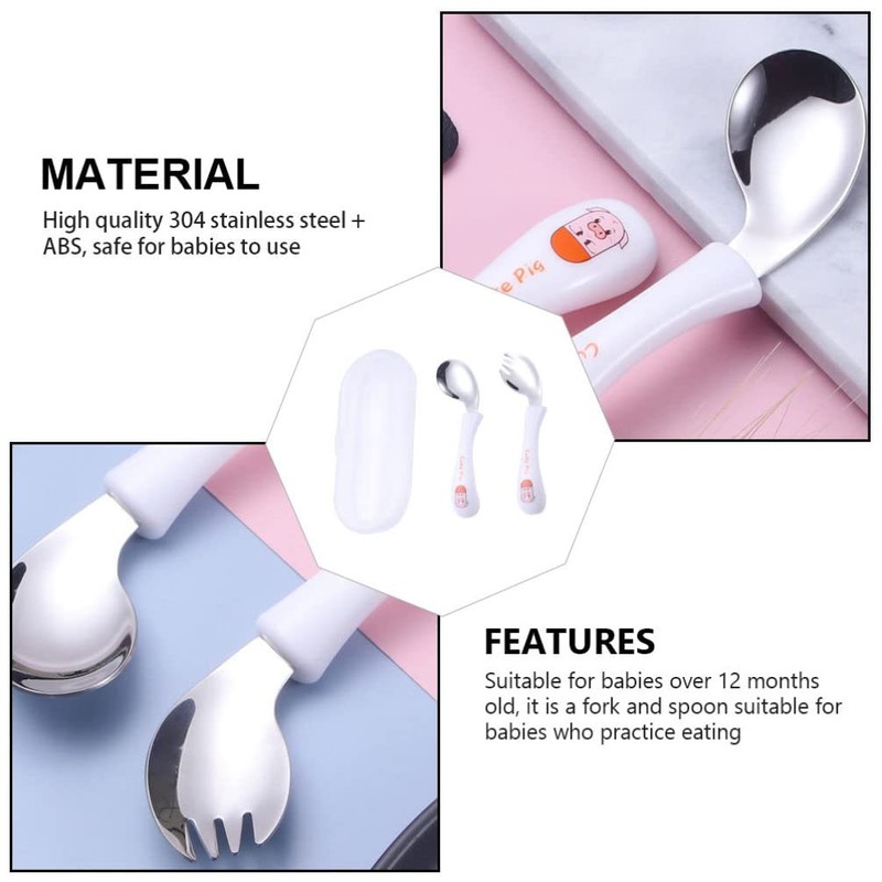 STOBOK 1 Set Toddler Practicing Tableware Baby Spoons Forks Utensils