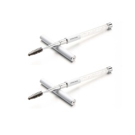 2 cepillos de pestañas para cejas, pestañas postizas, aplicadores, cepillos de ojos, cepillos cosméticos portátiles con tapa para viajes, Blanco