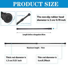 4 Pack Sliding Door Security, Bar Window Security Bars, Adjustable Sliding Glass Door Lock, Window Safety Lock Bar with Rubber Tips, Extendable Tension Rods 15.7-27.6 Inch for Children Home