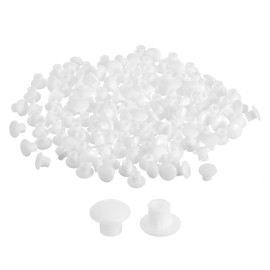 sourcing map 200Pcs Screw Hole Plugs, 5mm(3/16") Dia Plastic Snap in Shelf Button Flush Type Caps for Furniture Cabinet Cupboard, White
