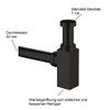 Designer Siphon Square Black Matte / Drain for Sink Drain