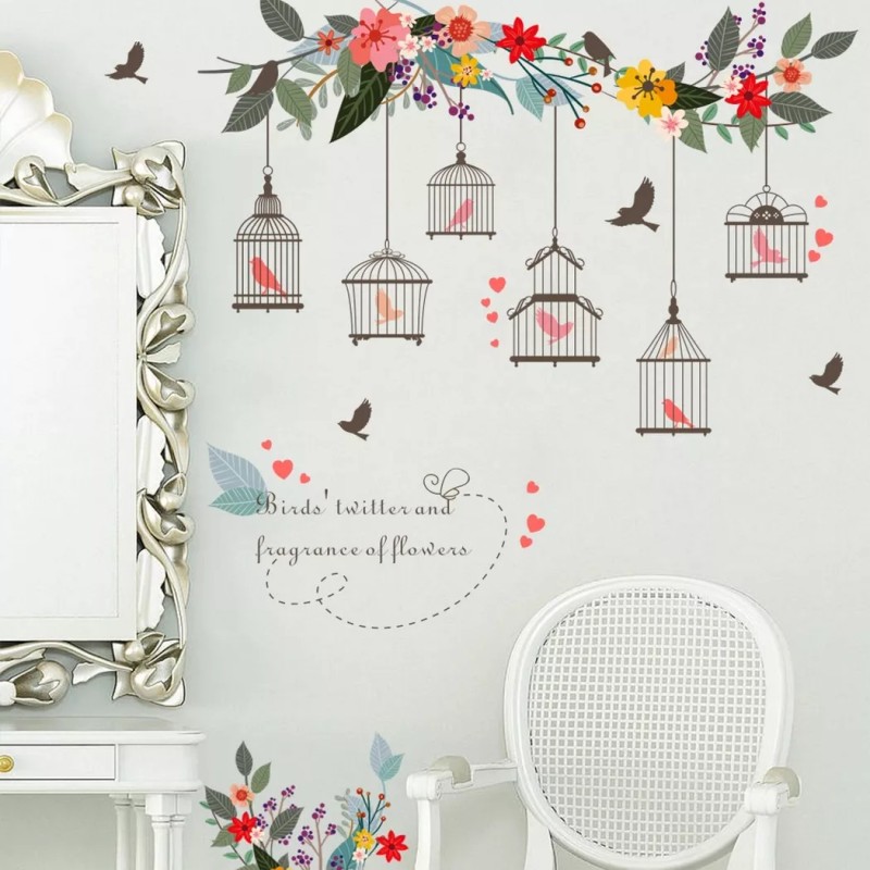 DaraBaby Vinil Decorativo Hogar Ramas Jaulas Retro Sala Habitación