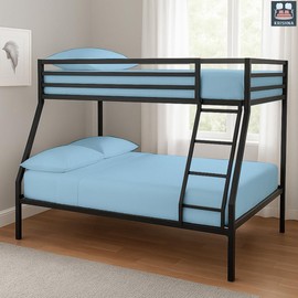 KRISHNA 4 Piece Cot Sheet 30” x 75” for Narrow Twin, Camping, Rv Bunk, Guest Bed Soft & Breatheable 100% Egyptian Cotton Bedding Set fits Up to 9” Deep Pocket Trifold Mattress, Light Blue