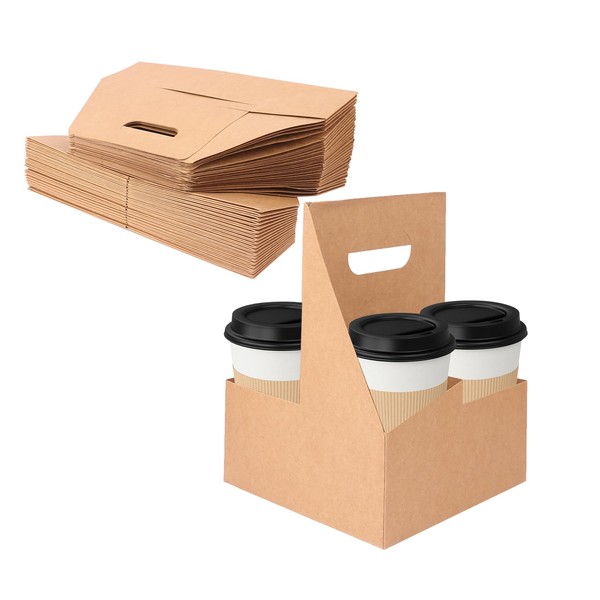 50 Pack 4 Cup Drink Carrier, to Go Coffee Cup