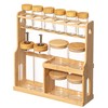 Basicwise 3-Tier Bamboo Spice Rack with 6 Spice Shaker Bottles,