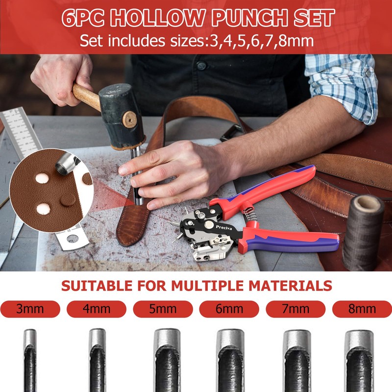Belt Hole Puncher, Preciva 10 Sizes Leather Hole Punch, with